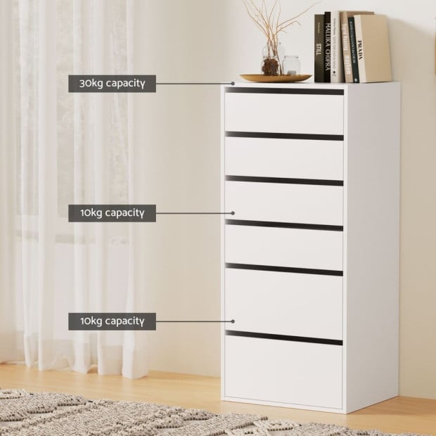 6 Chest Of Drawers Dresser Tallboy White Image 6