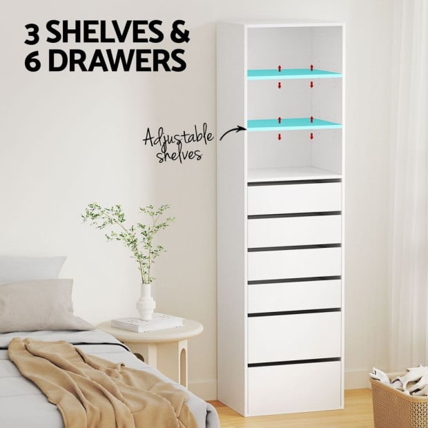 6 Chest Of Drawers Tallboy Cabinet White Image 5