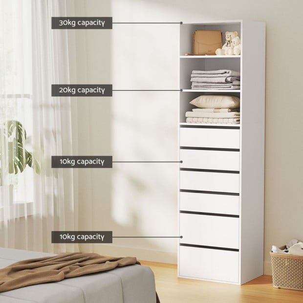 6 Chest Of Drawers Tallboy Cabinet White Image 6