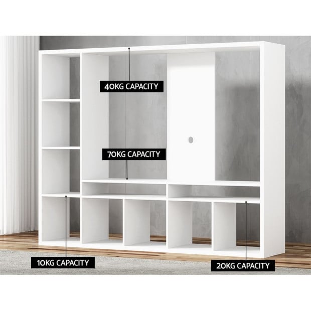 Entertainment Center Unit Tv Stand Tv Cabinet Open Shelves 183cm White Image 6