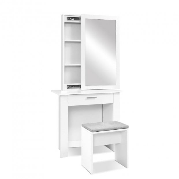 Dressing Table Mirror Stool Mirror Jewellery Makeup Storage Desk