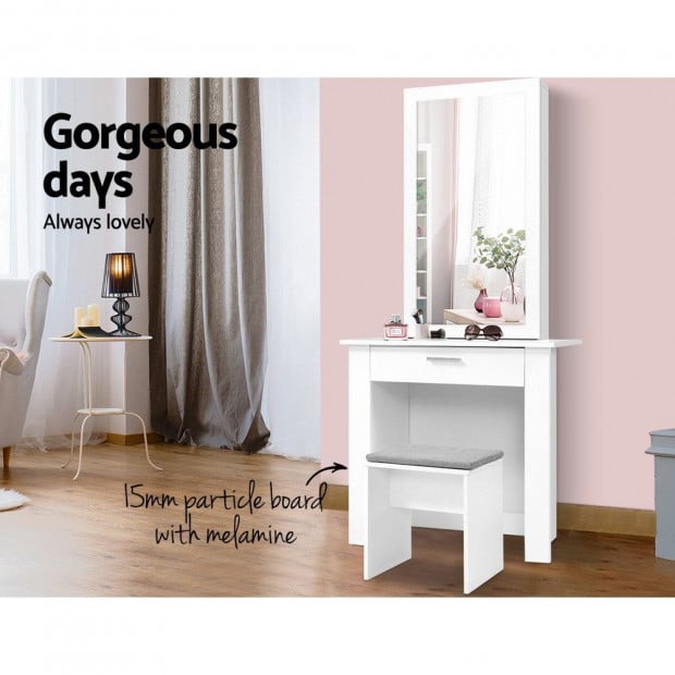 Dressing Table Mirror Stool Mirror Jewellery Makeup Storage Desk Image 3
