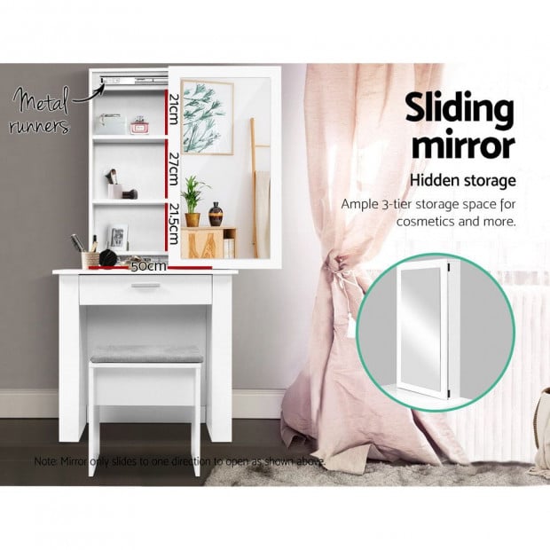 Dressing Table Mirror Stool Mirror Jewellery Makeup Storage Desk Image 4
