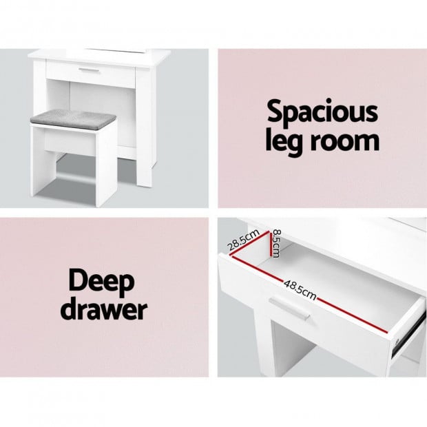 Dressing Table Mirror Stool Mirror Jewellery Makeup Storage Desk Image 5