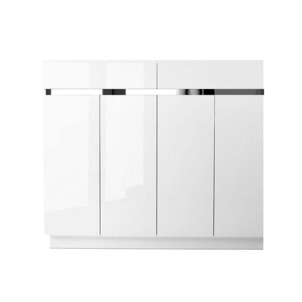 120cm Shoe Cabinet Shoes Storage Rack Cupboard White Drawers Image 3