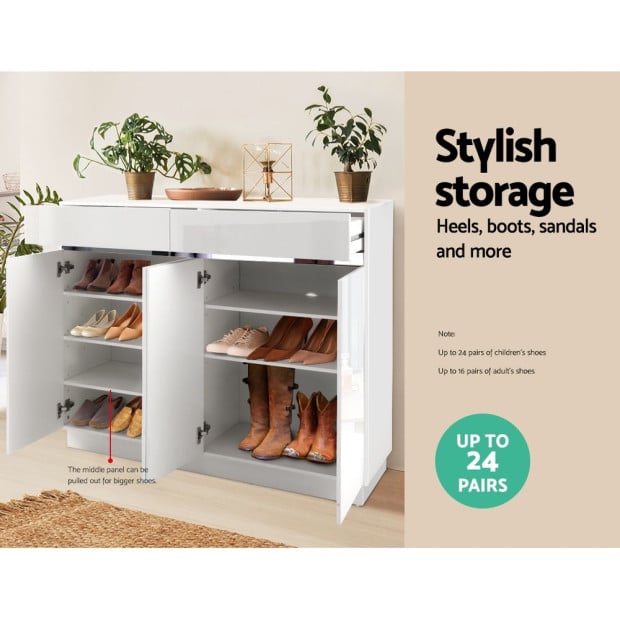120cm Shoe Cabinet Shoes Storage Rack Cupboard White Drawers Image 5
