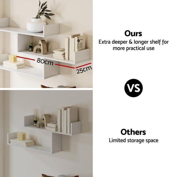 Floating Wall Shelf 3 Tier White Image 6