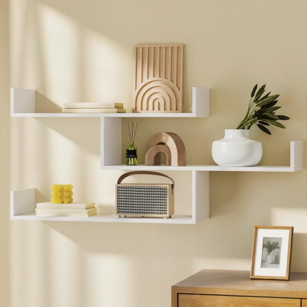 Floating Wall Shelf 3 Tier White Image 7