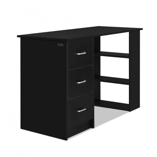 Office Computer Desk Student Study Table 3 Drawers 120cm Black Image 3