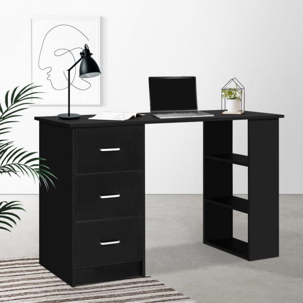 Office Computer Desk Student Study Table 3 Drawers 120cm Black Image 7