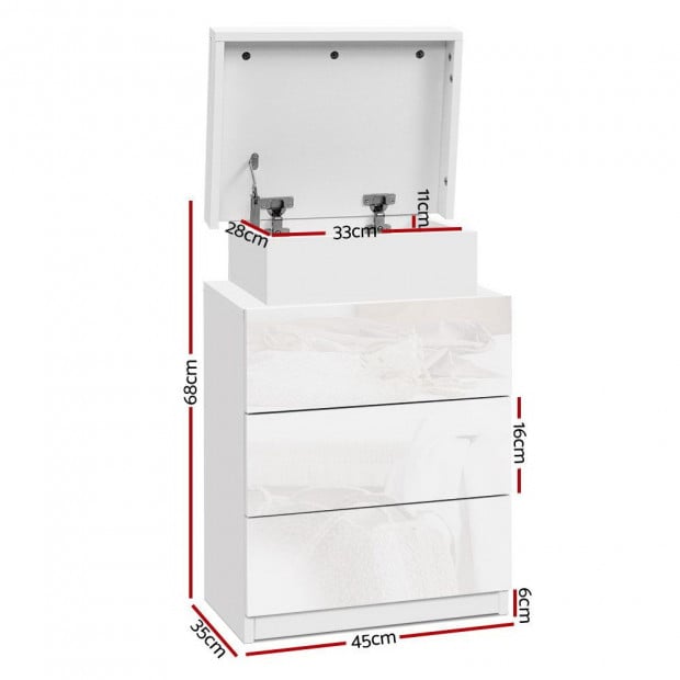 Bedside Tables Side Table 3 Drawers RGB LED High Gloss White Image 2