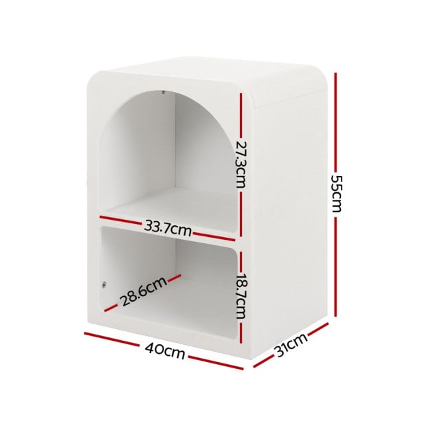 Bedside Table Shelves Side End Table Storage Nightstand White Arched Image 2