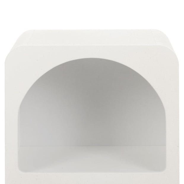 Bedside Table Shelves Side End Table Storage Nightstand White Arched Image 4