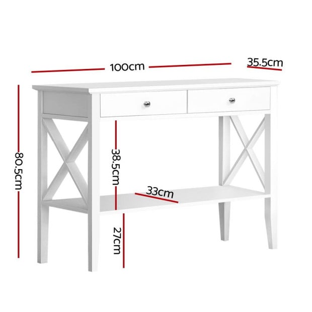 Console Table Hall Side Entry 2 Drawers Display White Desk Furniture Image 2