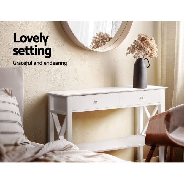 Console Table Hall Side Entry 2 Drawers Display White Desk Furniture Image 6