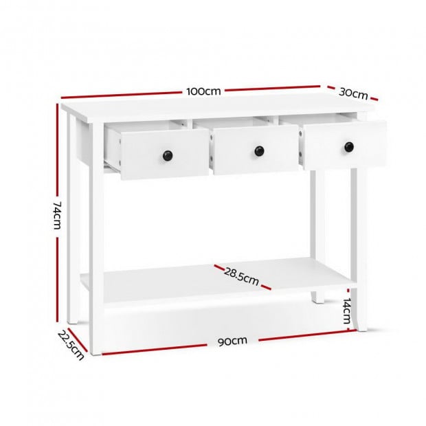 Hallway Console Table Hall Side Entry 3 Drawers Display White Image 2