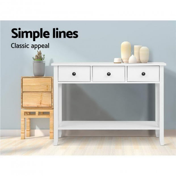 Hallway Console Table Hall Side Entry 3 Drawers Display White Image 3