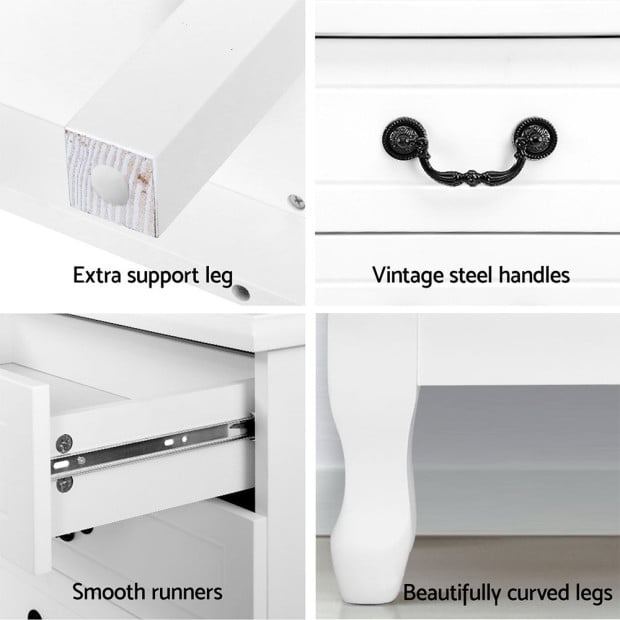 Chest of Drawers Table Lowboy Storage Cabinet White Bedroom Image 9