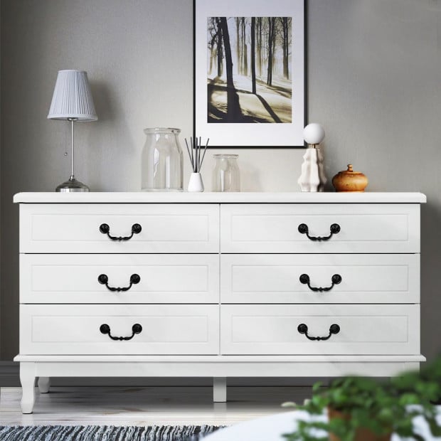 Chest of Drawers Table Lowboy Storage Cabinet White Bedroom Image 5