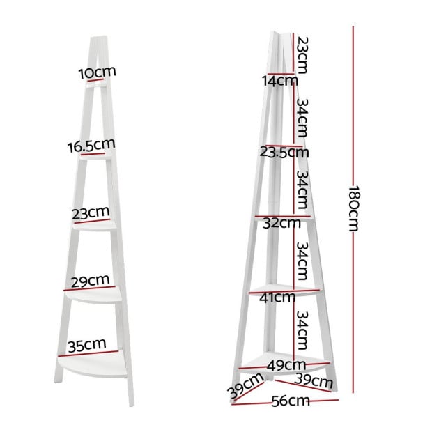 5 Tier Corner Ladder Display Shelf Home Storage Plant Stand Bookshelf Image 2