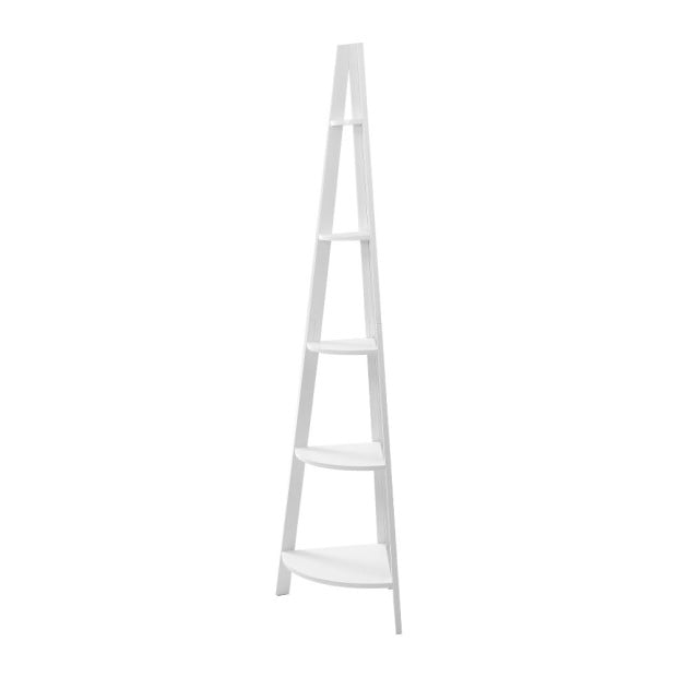 5 Tier Corner Ladder Display Shelf Home Storage Plant Stand Bookshelf Image 4