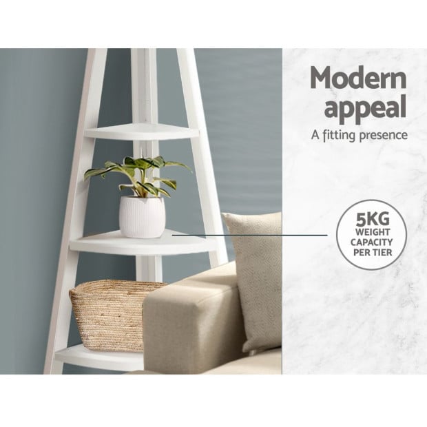 5 Tier Corner Ladder Display Shelf Home Storage Plant Stand Bookshelf Image 5