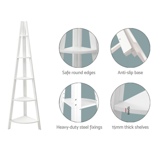 5 Tier Corner Ladder Display Shelf Home Storage Plant Stand Bookshelf Image 6
