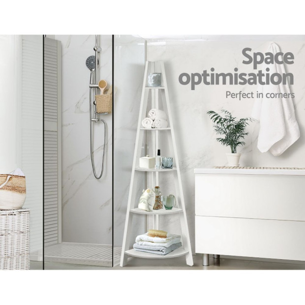 5 Tier Corner Ladder Display Shelf Home Storage Plant Stand Bookshelf Image 7