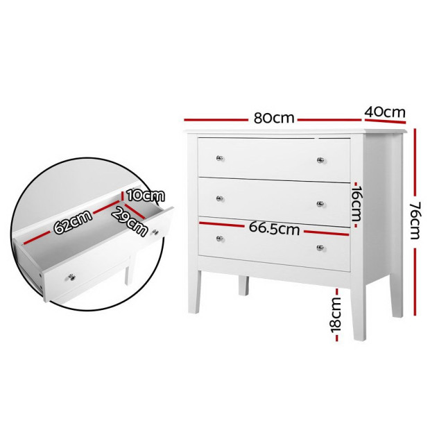 Chest of Drawers Storage Cabinet Bedside Table Dresser Tallboy White Image 2