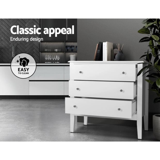 Chest of Drawers Storage Cabinet Bedside Table Dresser Tallboy White Image 7