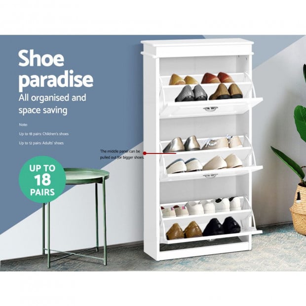 Shoe Cabinet Storage Rack Organiser Shelf Cupboard 18 Pairs Drawer Image 5