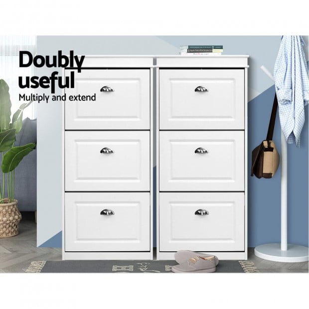 Shoe Cabinet Storage Rack Organiser Shelf Cupboard 18 Pairs Drawer Image 8