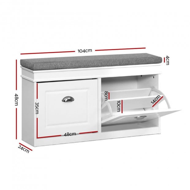 Shoe Cabinet Bench Shoes Storage Rack Organiser Drawer White Shelf 12 Pairs Box Image 2