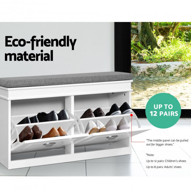 Shoe Cabinet Bench Shoes Storage Rack Organiser Drawer White Shelf 12 Pairs Box Image 5