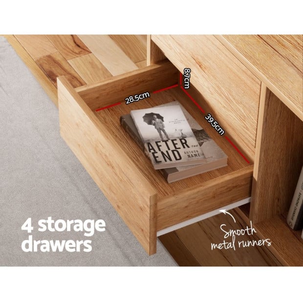Entertainment Unit Stand Tv Cabinet Storage Drawer Shelf 180cm Wooden Image 5