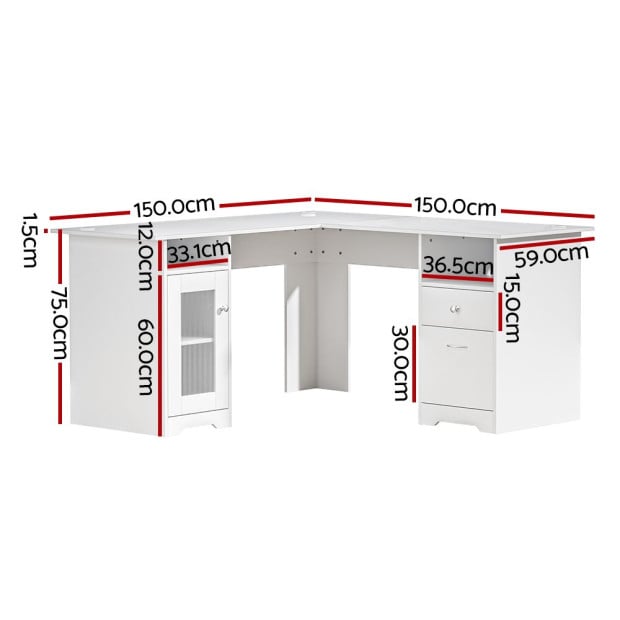 Corner Computer Desk Office Study Desks Table L-shape Drawers Tables Image 2