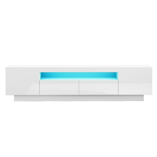 Tv Unit Entertainment Unit Storage Drawer Rgb Led 180cm White Image 4