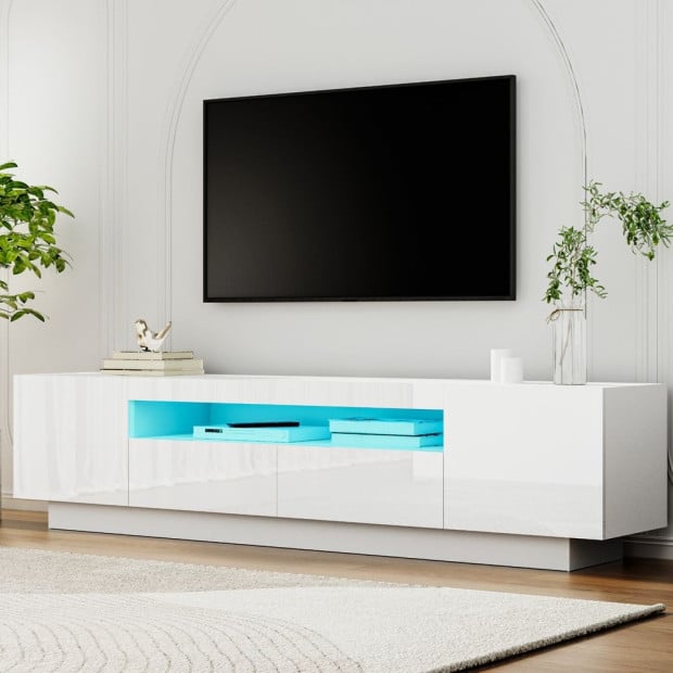 Tv Unit Entertainment Unit Storage Drawer Rgb Led 180cm White Image 8