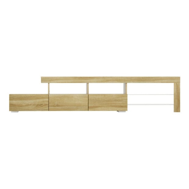 TV Cabinet Entertainment Unit Stand RGB LED Gloss Furniture 215cm Wood Image 3
