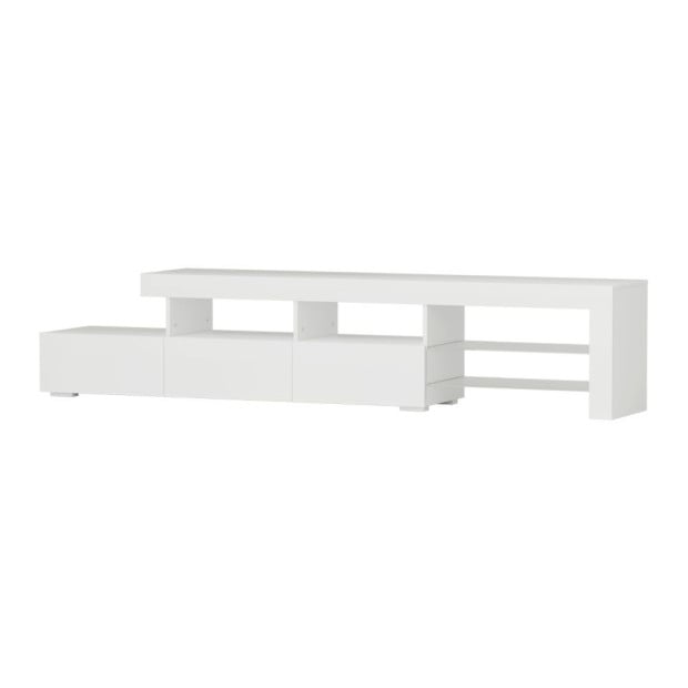 TV Cabinet Entertainment Unit Stand RGB LED Gloss 215cm White