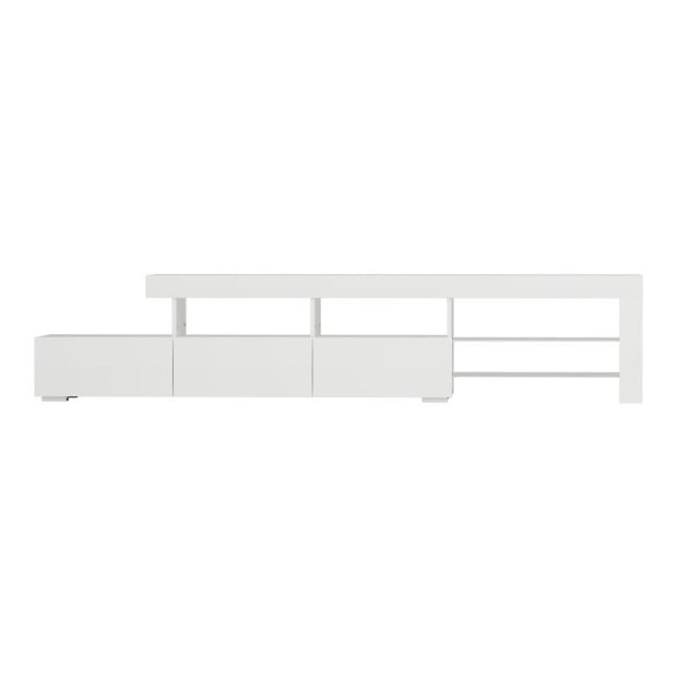 TV Cabinet Entertainment Unit Stand RGB LED Gloss 215cm White Image 4