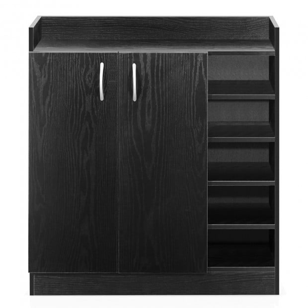 Artiss 2 Doors Shoe Cabinet Storage Cupboard - Black