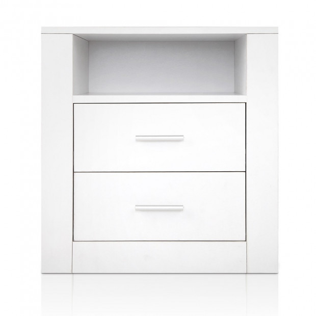 AntiScratch Bedside Table 2 Drawers White