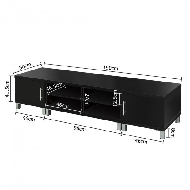TV Stand Entertainment Unit Lowline Cabinet Drawer Black  Image 5