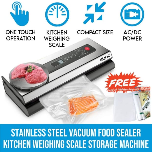 Stainless Steel Food Vacuum Sealer Weighing Scale Extra Rolls Image 2