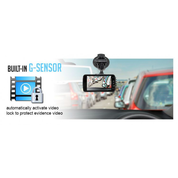 Elinz 4.0in Lcd Car Dash Cam Dual Camera Reversing 1296p Fhd Dvr Image 5