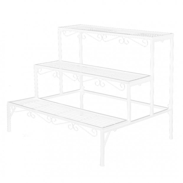 3 Tier Rectangle Shape Metal Plant Stand Planter Shelf in White Image 10