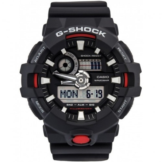 Casio G-Shock Black / Red Analogue/Digital Mens Watch GA700-1A