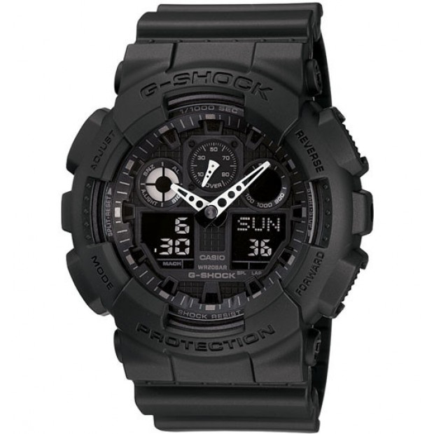 Casio G-Shock Analogue/Digital Mens Black Watch GA100-1A1