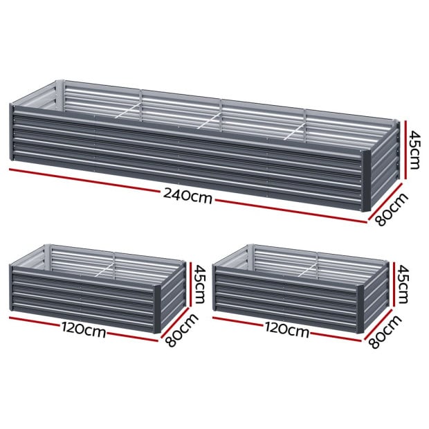 Garden Bed 240x80x45cm Planter Box Raised Container Galvanised Herb Image 2